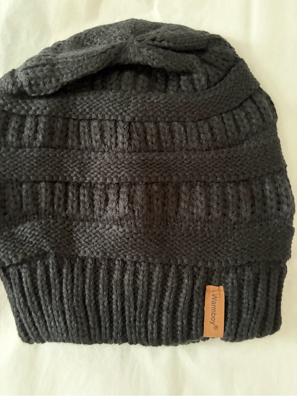 Warm women’s Knit Slouch Beanie - Charcoal Gray